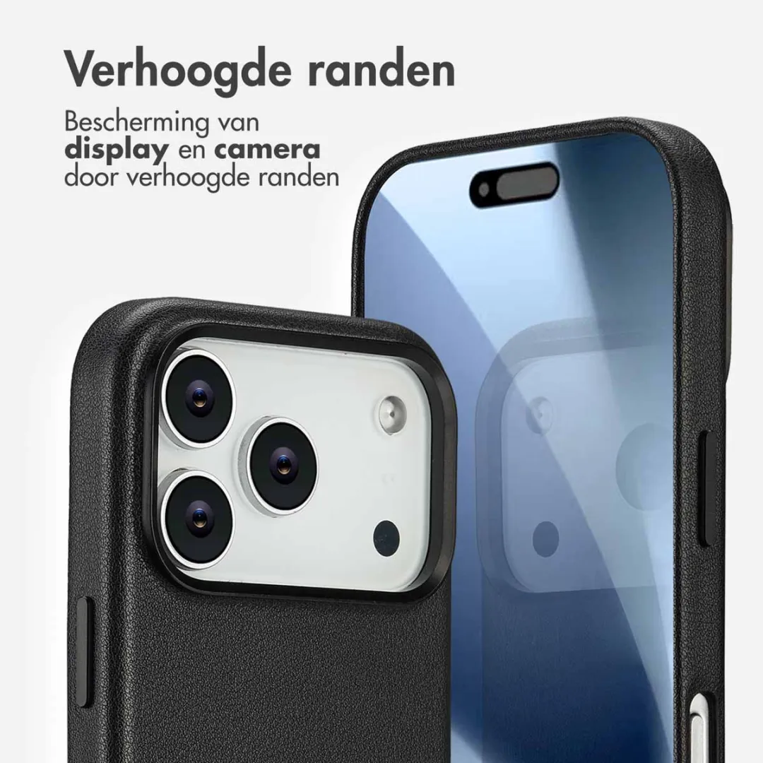 Accezz Hoesje iPhone 17 Pro - MagSafe Leather Black - 2 Pasjes