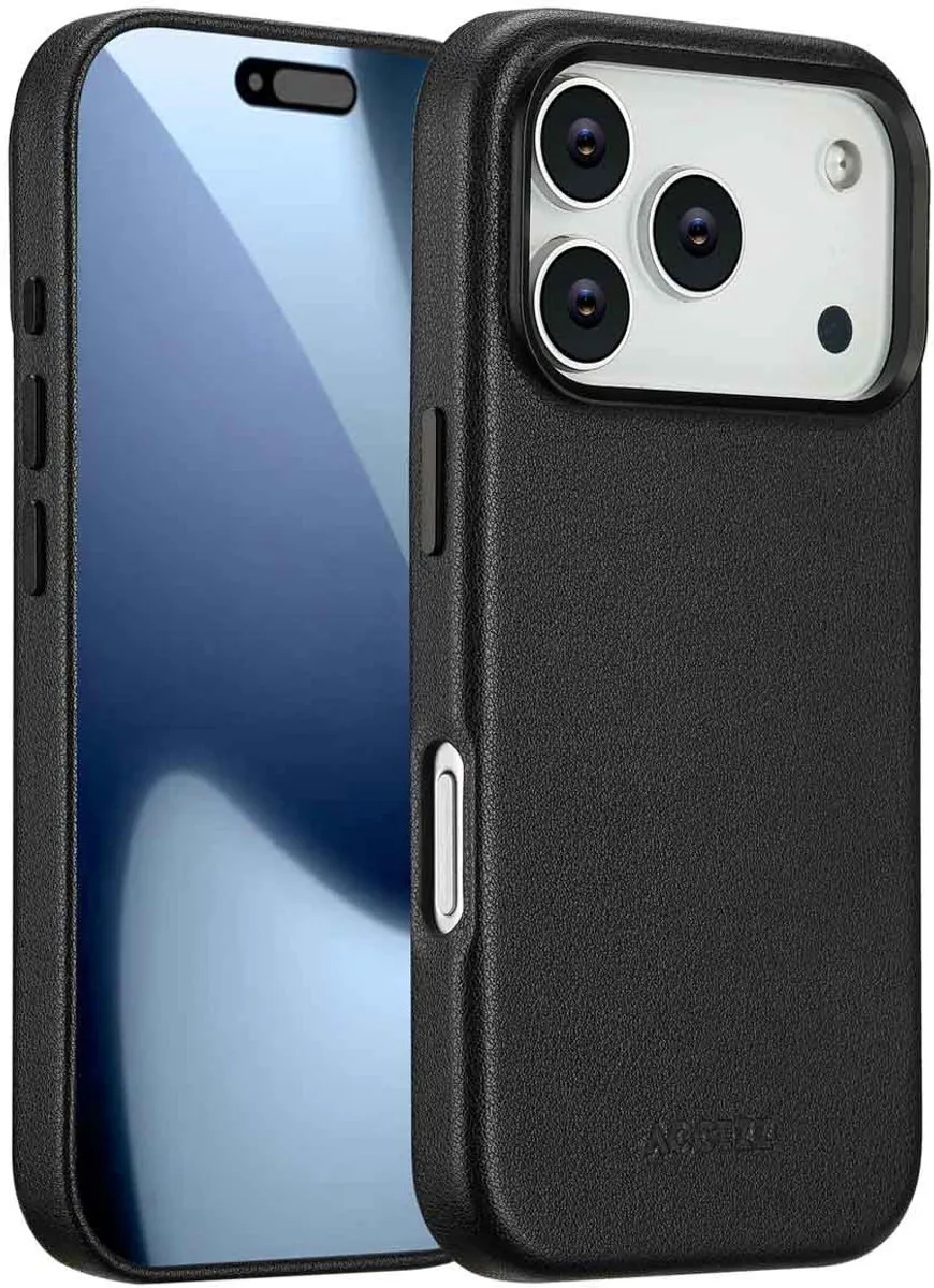 Accezz Hoesje iPhone 17 Pro - MagSafe Leather Black - 2 Pasjes