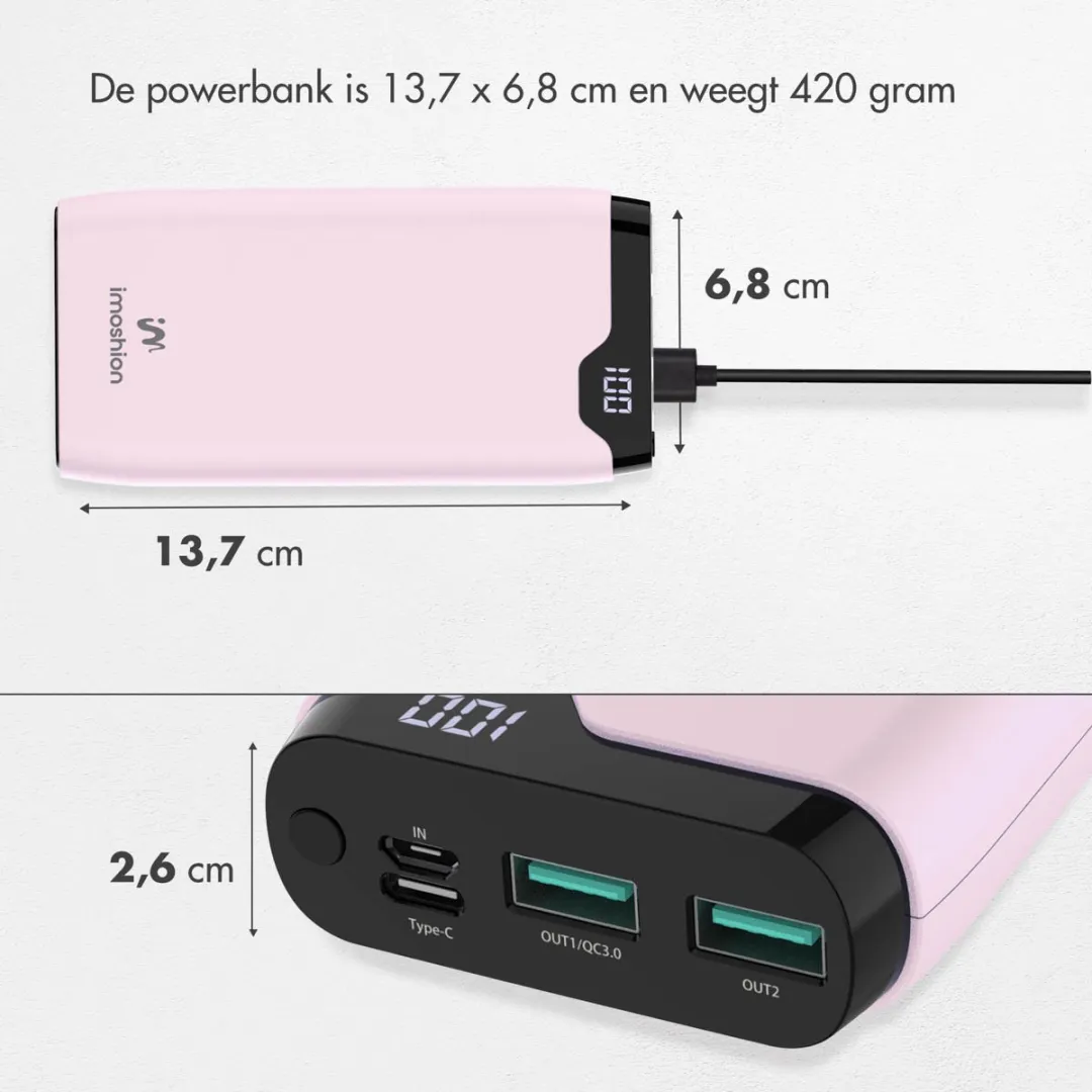 Imoshion Powerbank SH00052314 20000mAh - 22.5W - Roze - afbeelding 6 van 6