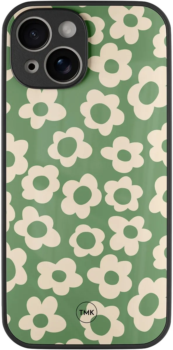 Casevibes iPhone 13 Hoesje Retro Cute Flowers Groen