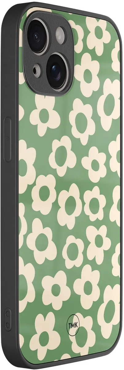 Casevibes iPhone 13 Hoesje Retro Cute Flowers Groen