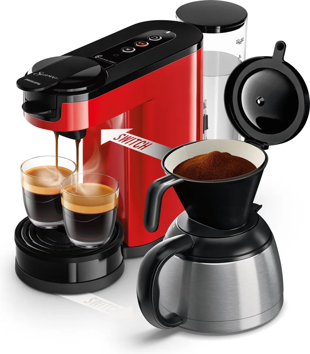 Philips Senseo Switch HD6592/84 Koffiemachine - Pad & Filter - 7 Kopjes - Rood