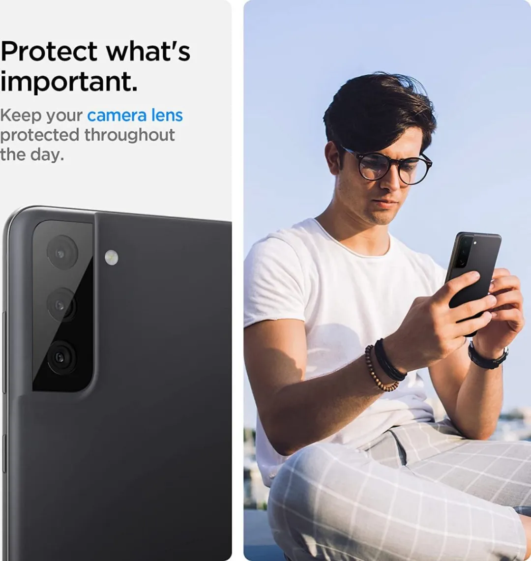 Spigen - Samsung Galaxy S21 FE camera lens screenprotector - Zwart - 2 pack