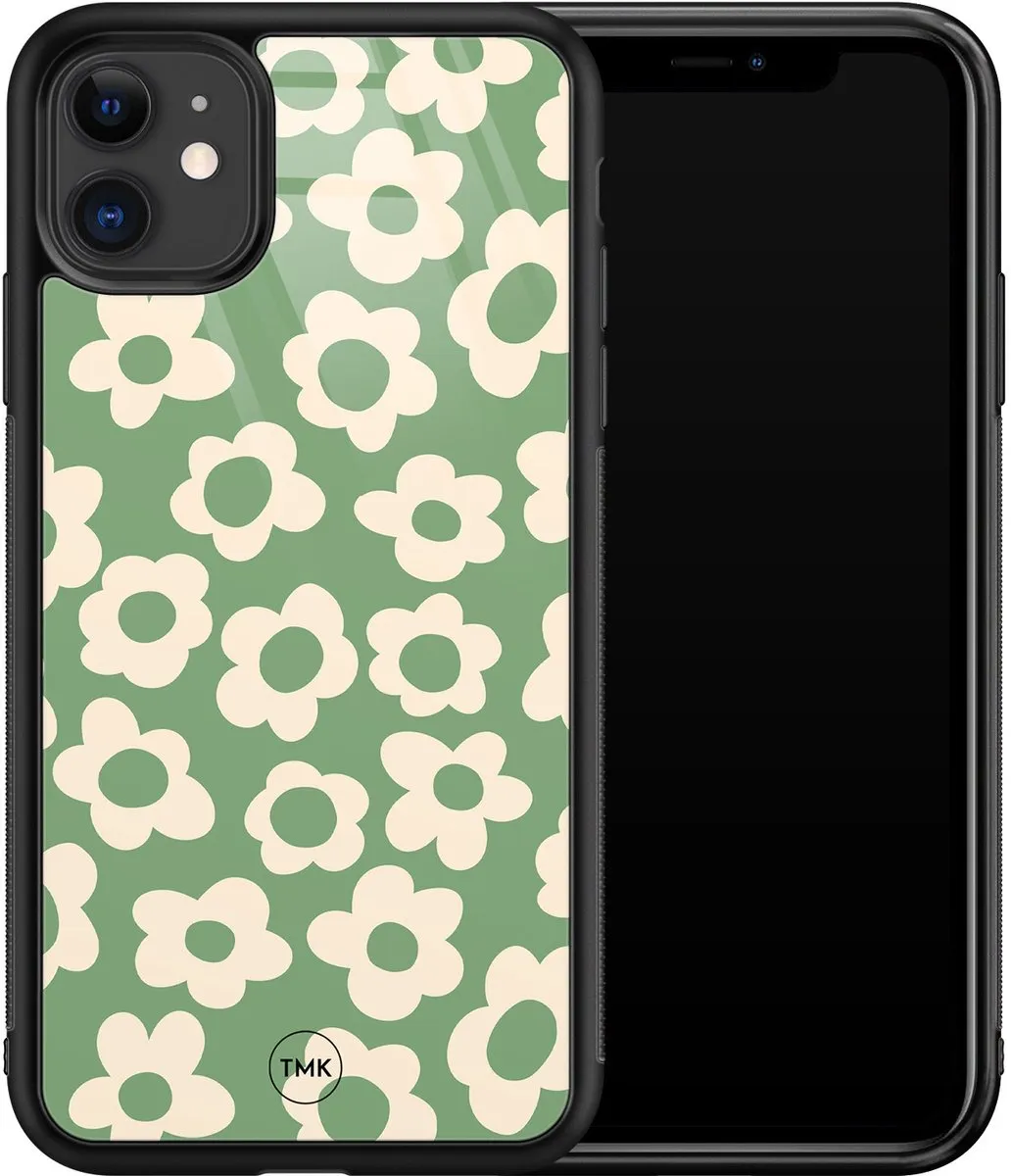 Casevibes iPhone 11 Hoesje Retro Cute Flowers Groen - TPU
