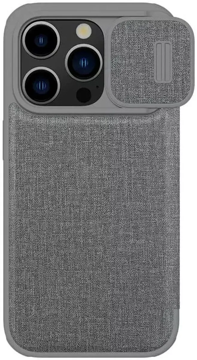 Nillkin Qin Pro Cloth Hoesje iPhone 15 Pro Max - Grijs