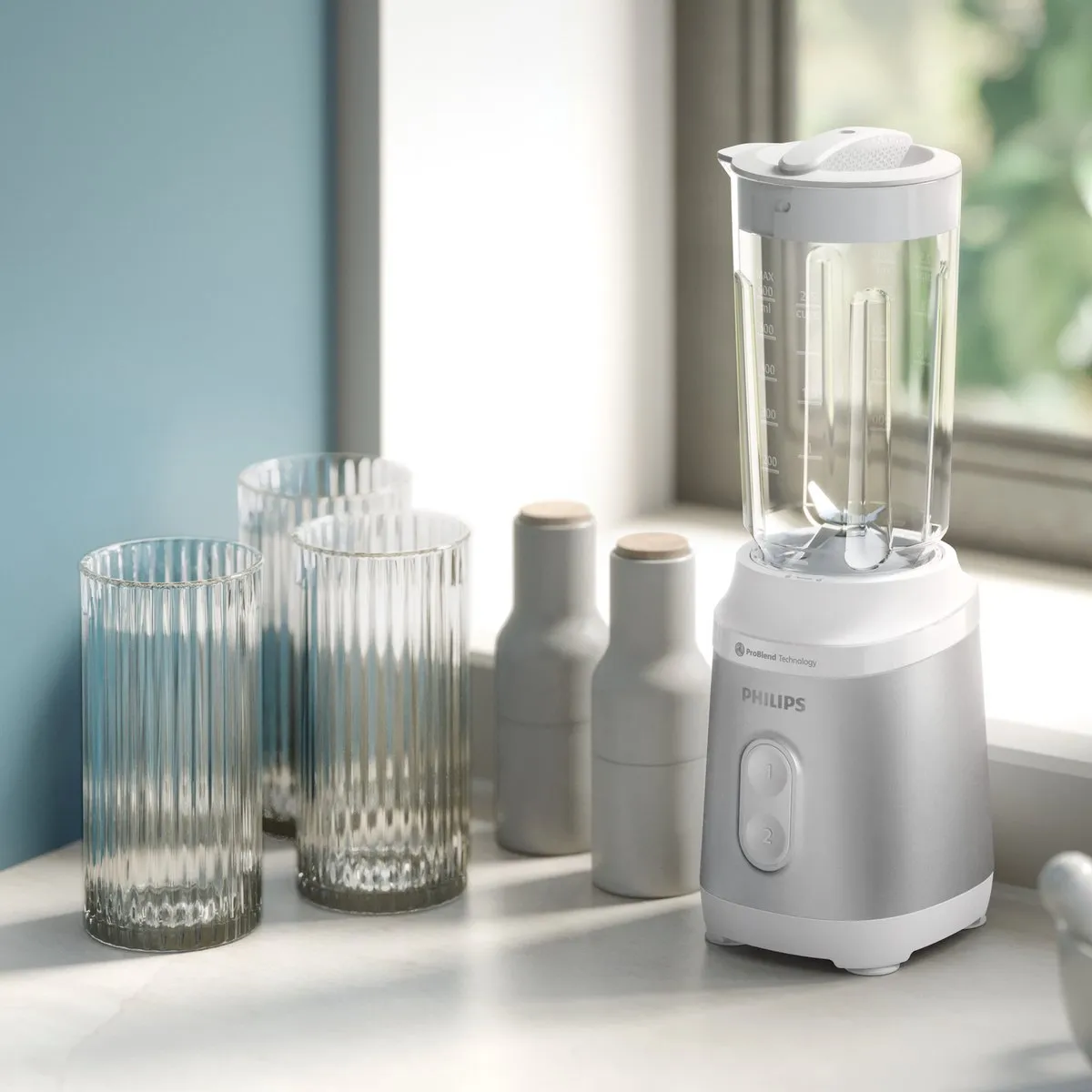Philips 3000-serie Mini blender HR2510/90 - 0,6 L - 350W - Wit/Zilver