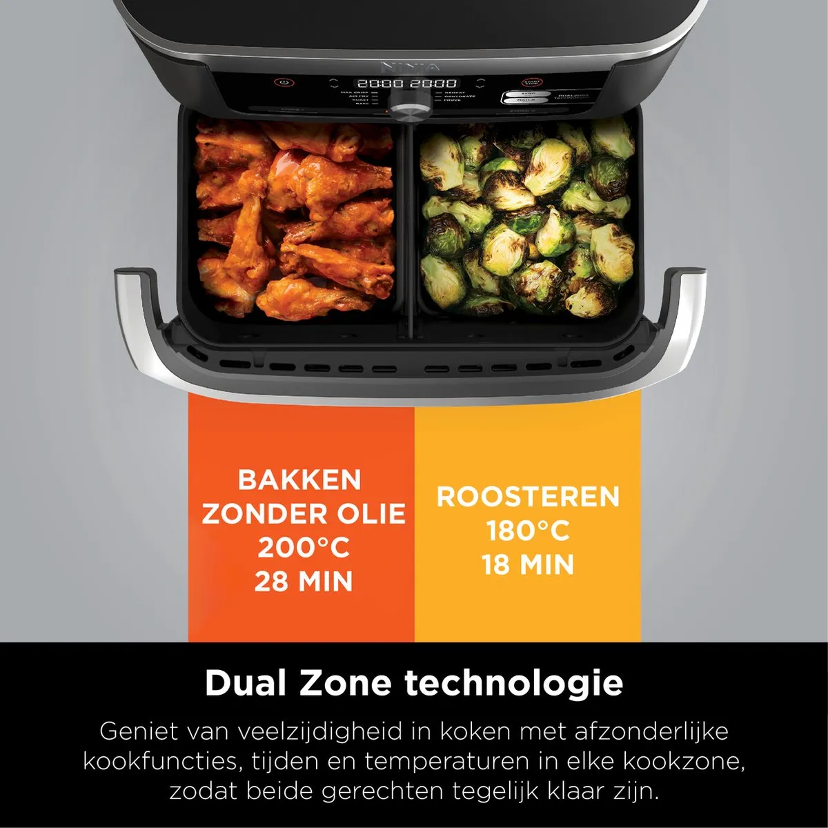 Ninja Foodi AF500EU Mega Dubbele Airfryer XXL - 10.4L - Zwart