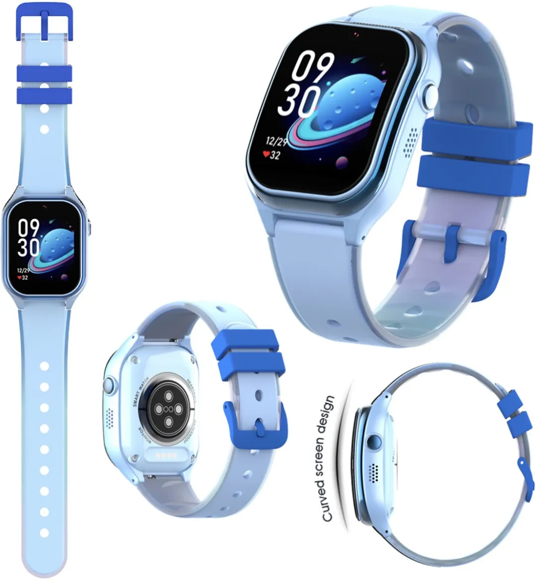 GPSHorlogeKids Curve Smartwatch - 4G Videobellen - Blauw