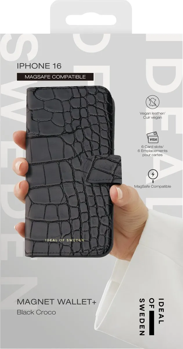 iDeal of Sweden Magnet Wallet iPhone 16 - 6 Pasjes - Zwart