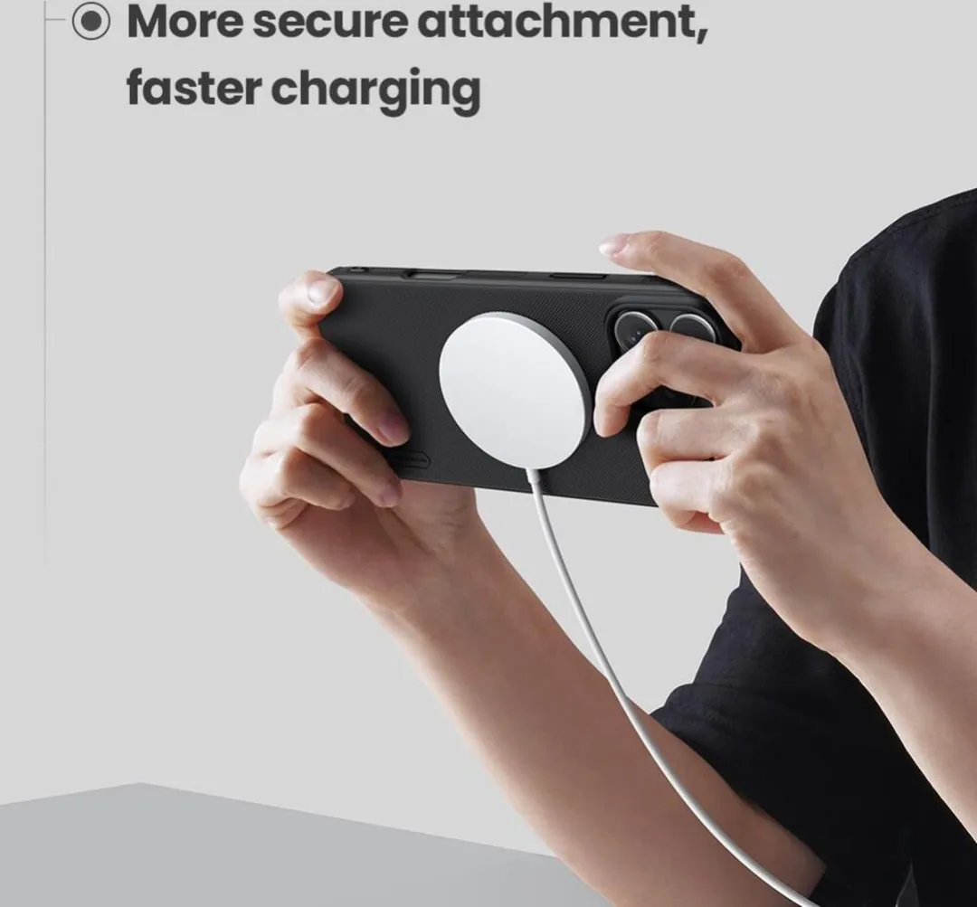 Nillkin Frosted Shield Hoesje Geschikt voor Apple iPhone 16 Pro Max | Compatibel met MagSafe | Back Cover met Magneet | Zwart