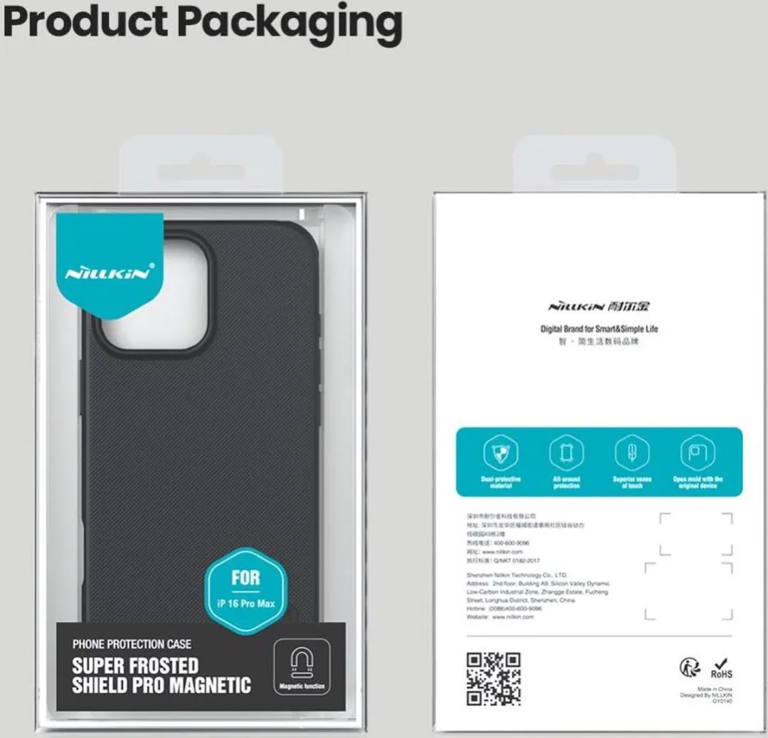 Nillkin Frosted Shield Hoesje Geschikt voor Apple iPhone 16 Pro Max | Compatibel met MagSafe | Back Cover met Magneet | Zwart