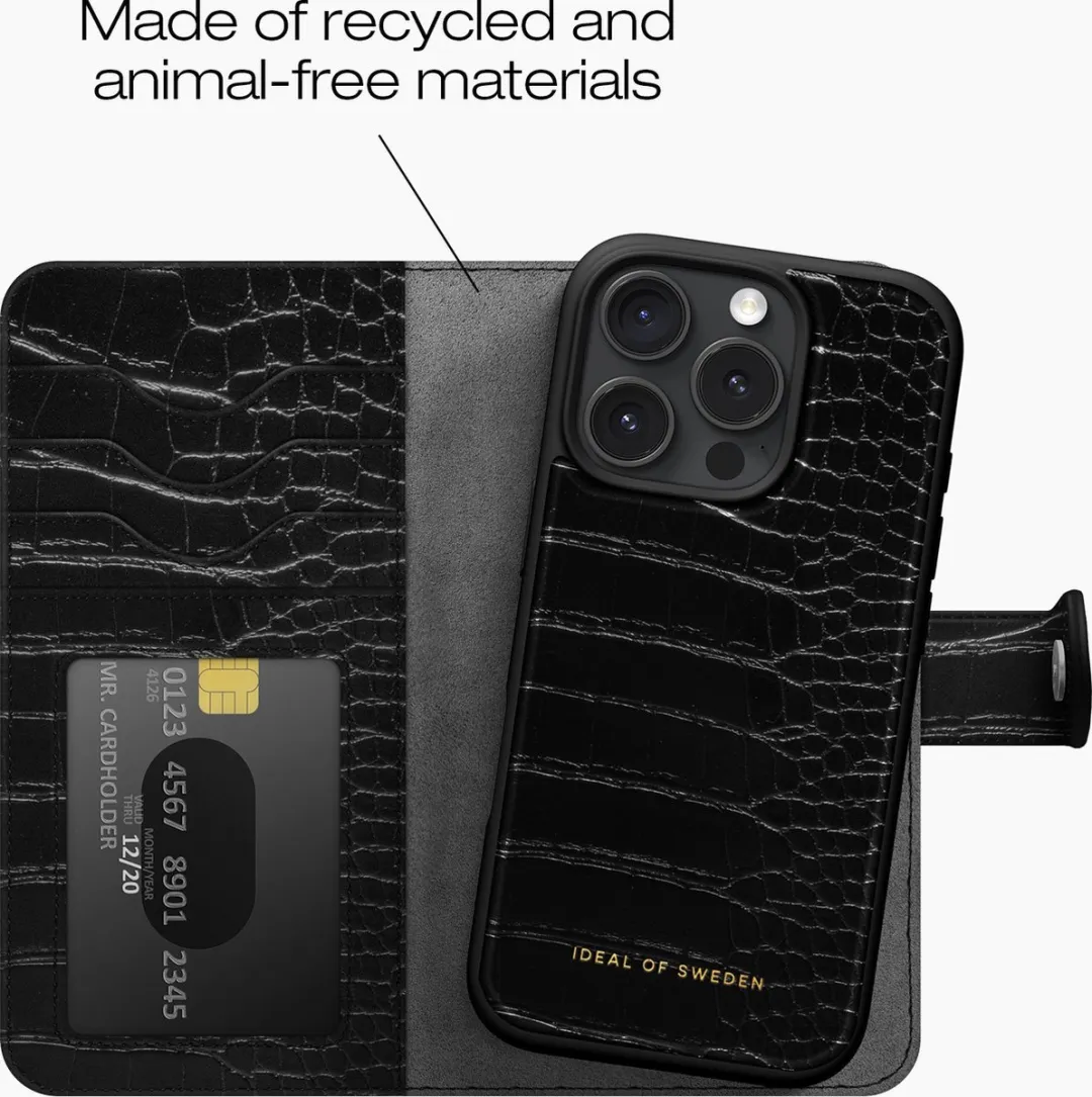 iDeal of Sweden Magnet Wallet Magsafe iPhone 16 Pro Max - 6 Pasjes - Black Croco - afbeelding 5 van 6