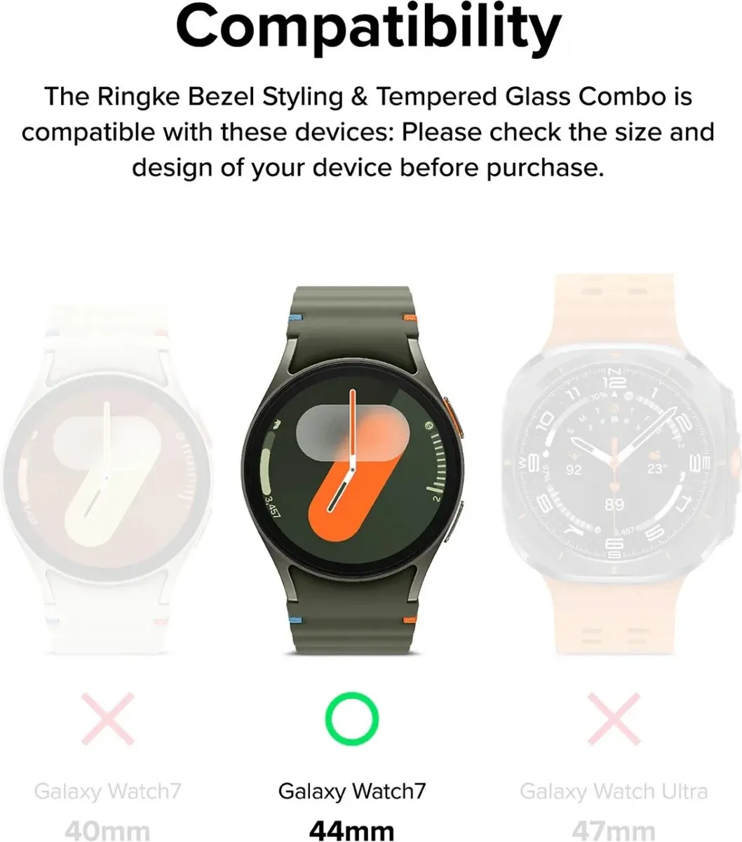 Ringke Bezel Styling + Tempered Glass Samsung Galaxy Watch 7 44mm - Zwart