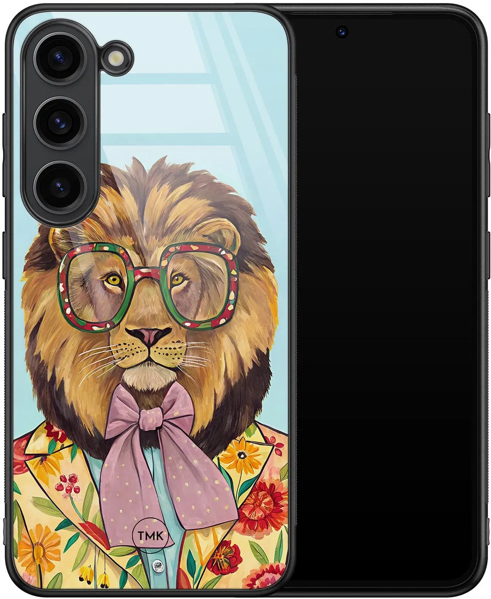 Casevibes Samsung Galaxy S23 Retro Leeuw Hoesje - Blauw - TPU Glossy