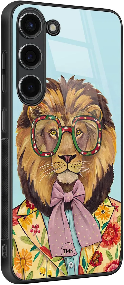 Casevibes Samsung Galaxy S23 Retro Leeuw Hoesje - Blauw - TPU Glossy