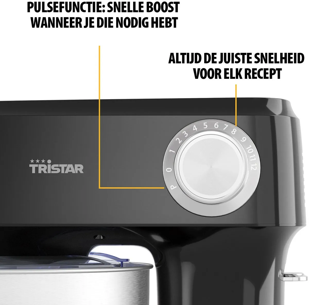 Tristar Keukenmachine 800W - 4,5L RVS Mengkom - 12 Programma's Zwart