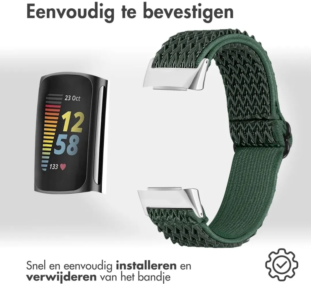 Imoshion Elastisch Nylon Bandje Fitbit Charge 5 - Groen