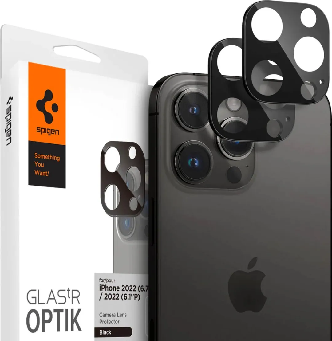 Spigen - Apple iPhone 14 Pro / 14 Pro Max camera lens screenprotector - Zwart - 2 pack