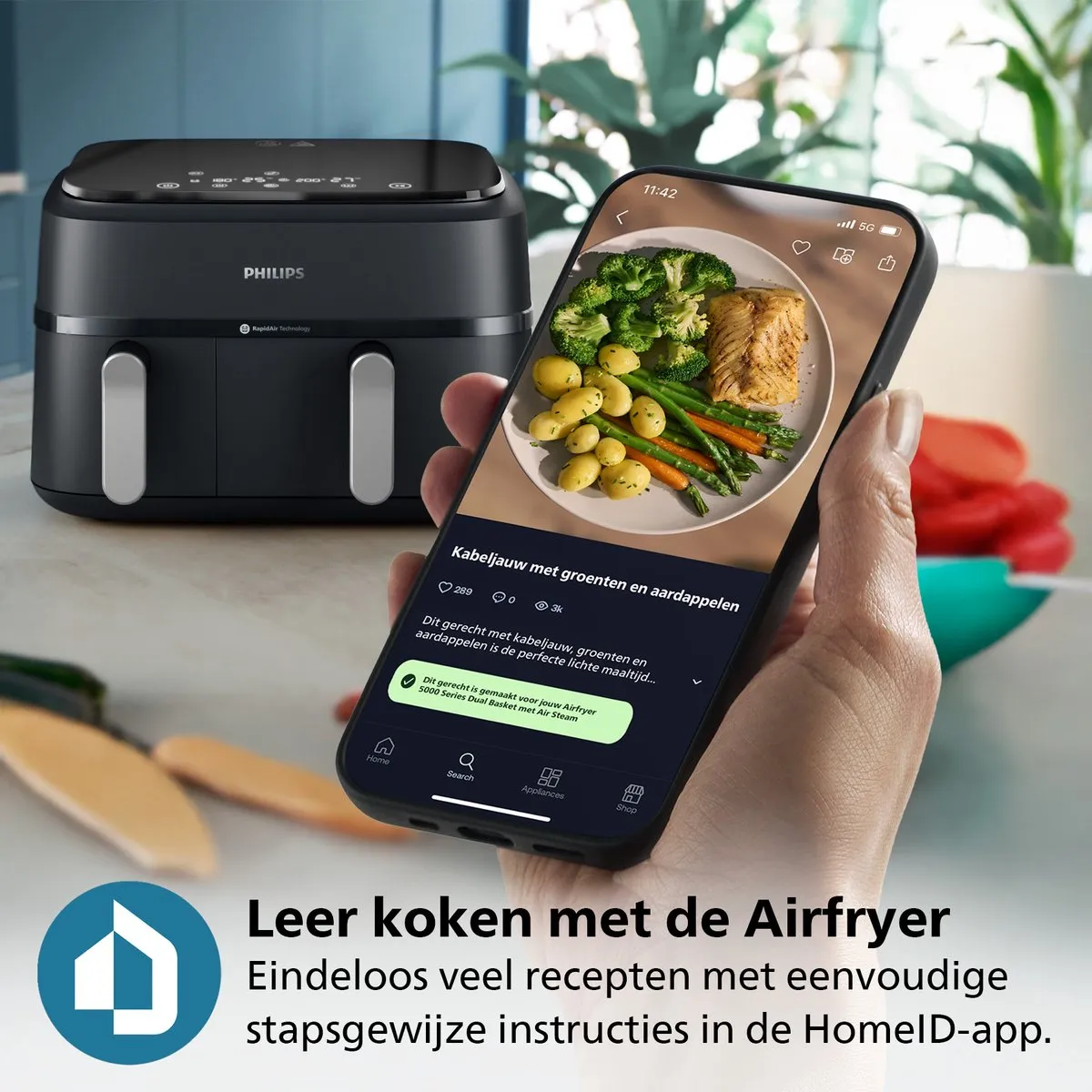 Philips 3000 Series NA351/00 Dual Airfryer 9L - Zwart/Zilver