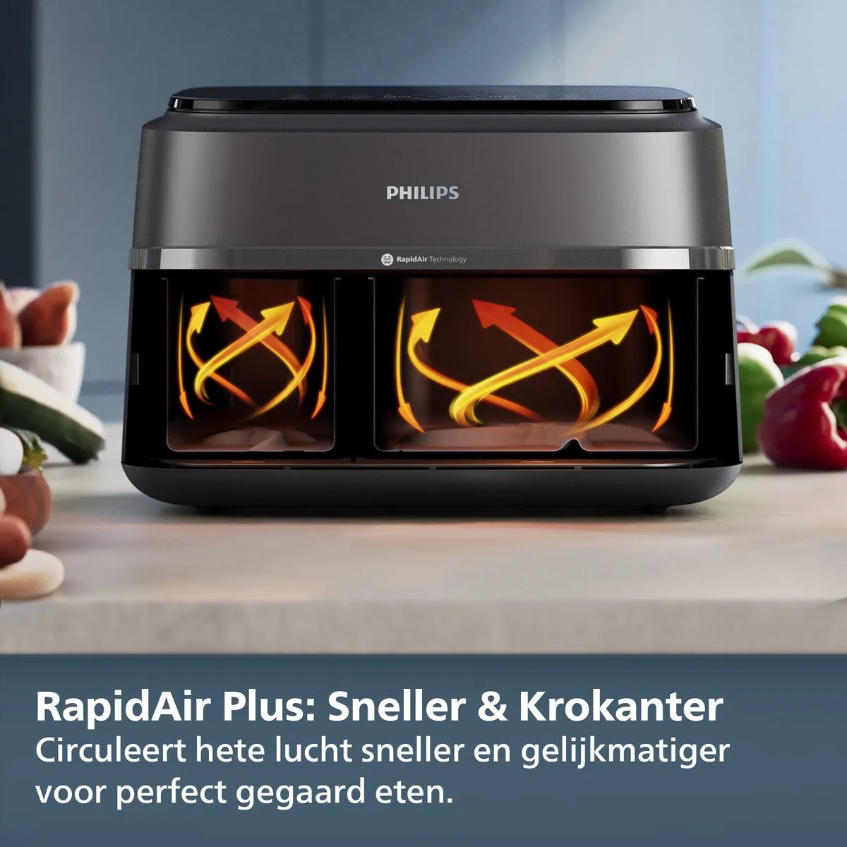 Philips 3000 Series NA351/00 Dual Airfryer 9L - Zwart/Zilver