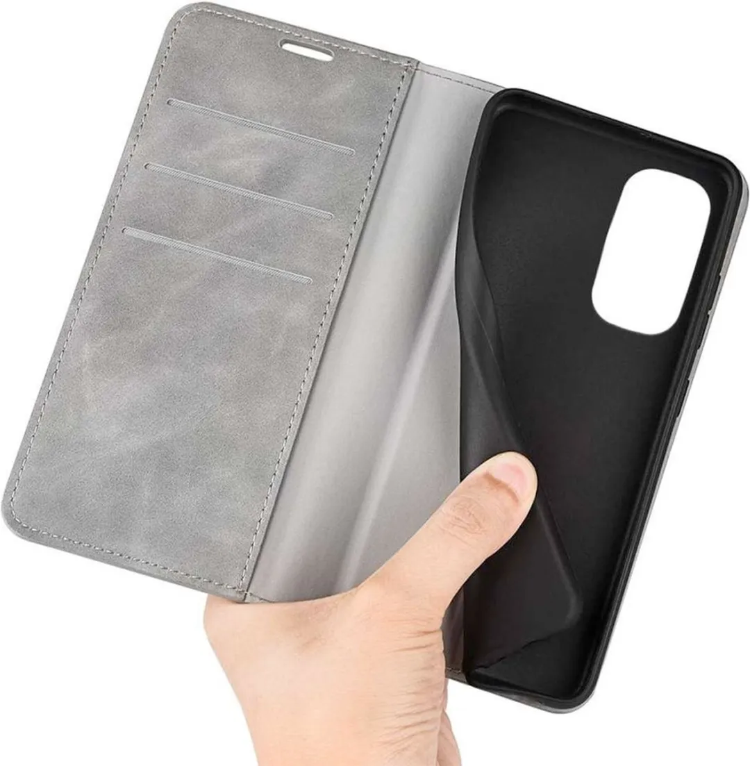 Just in Case Cazy Hoesje Moto E32/E32s - 4 Pasjes Grijs