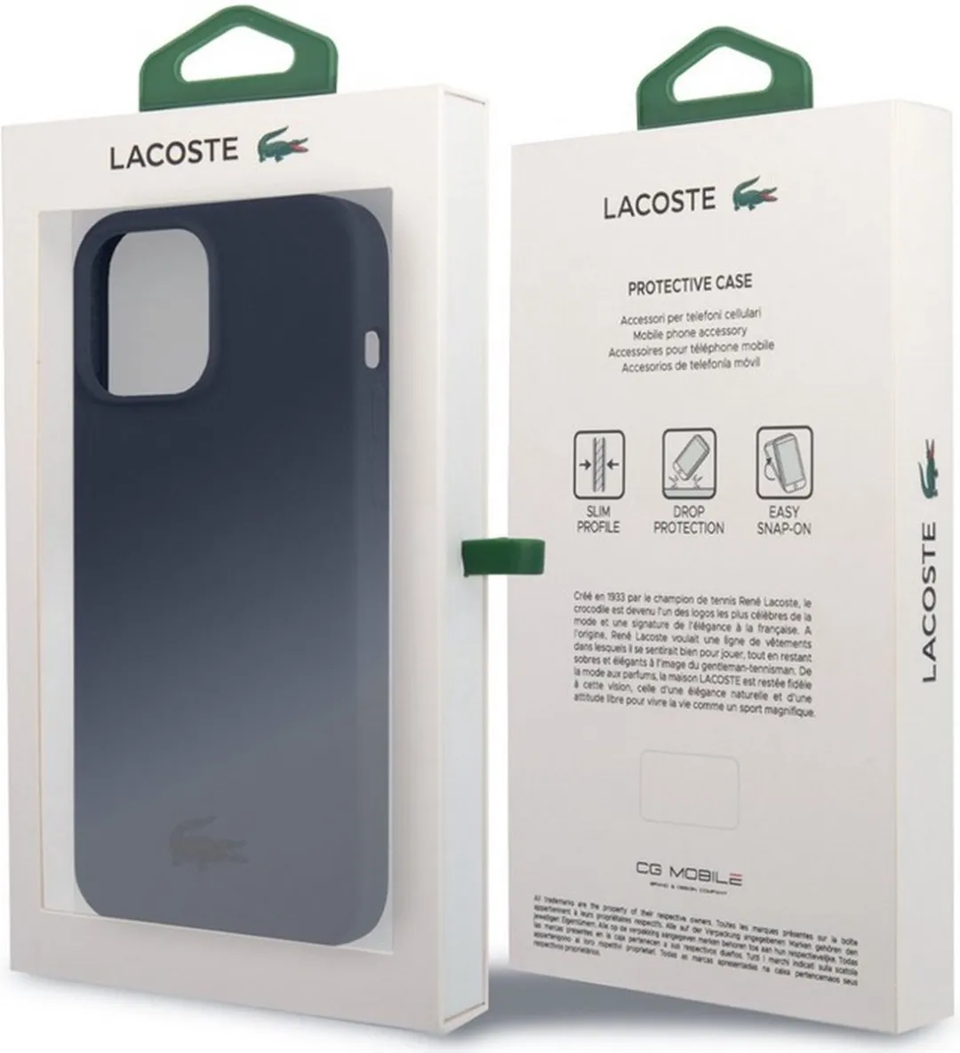 Lacoste Silicone Glossy Logo Hoesje - iPhone 13 Pro - Blauw
