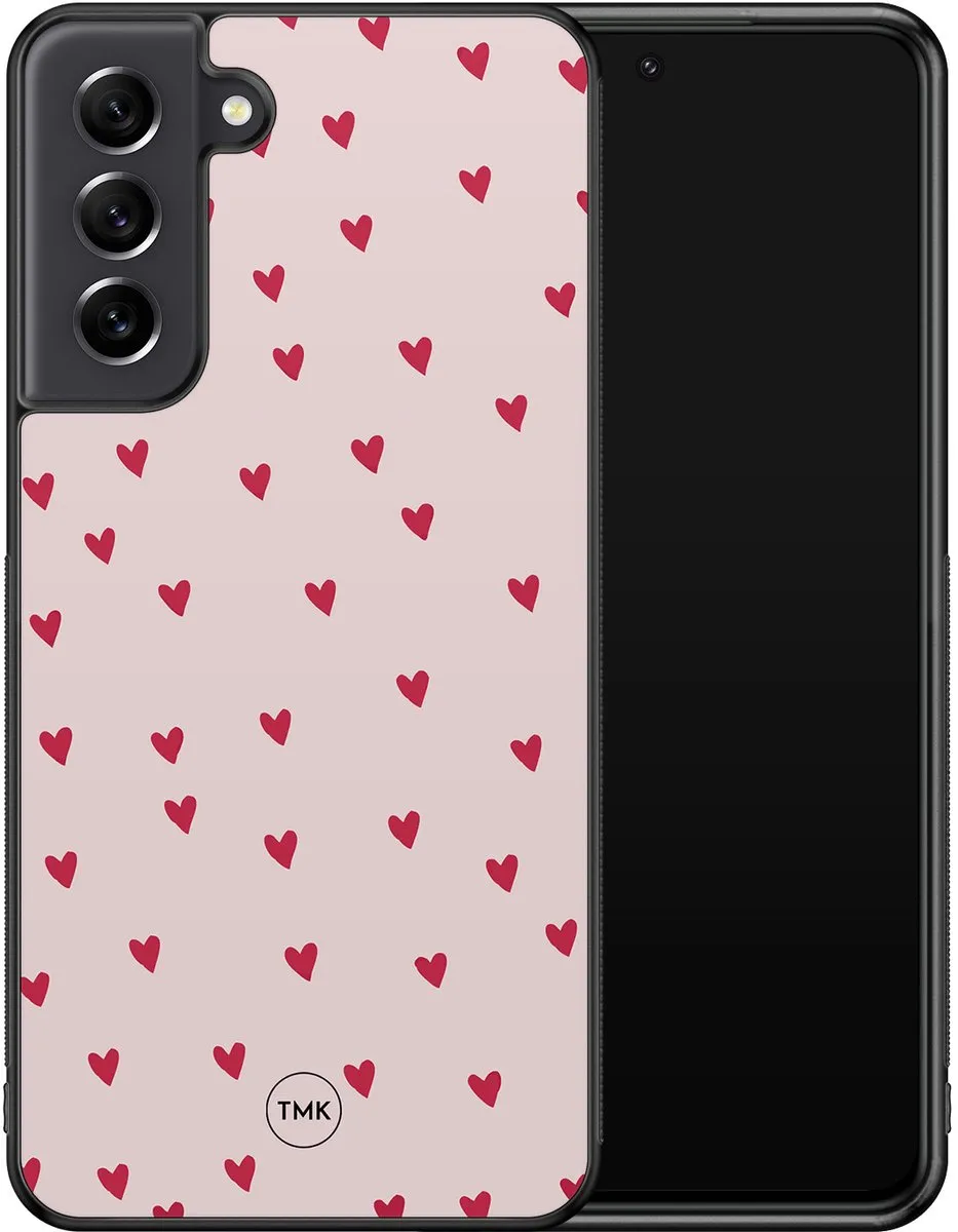 Casevibes Samsung Galaxy S21 FE Hoesje - Roze Cute Hearts