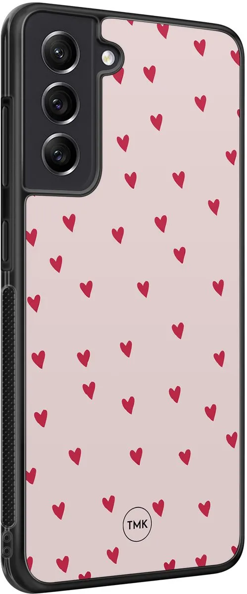 Casevibes Samsung Galaxy S21 FE Hoesje - Roze Cute Hearts