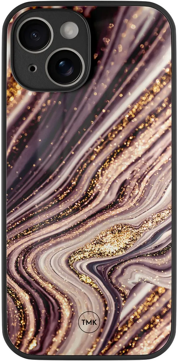 Casevibes iPhone 14 Hoesje Golden Pink Marble