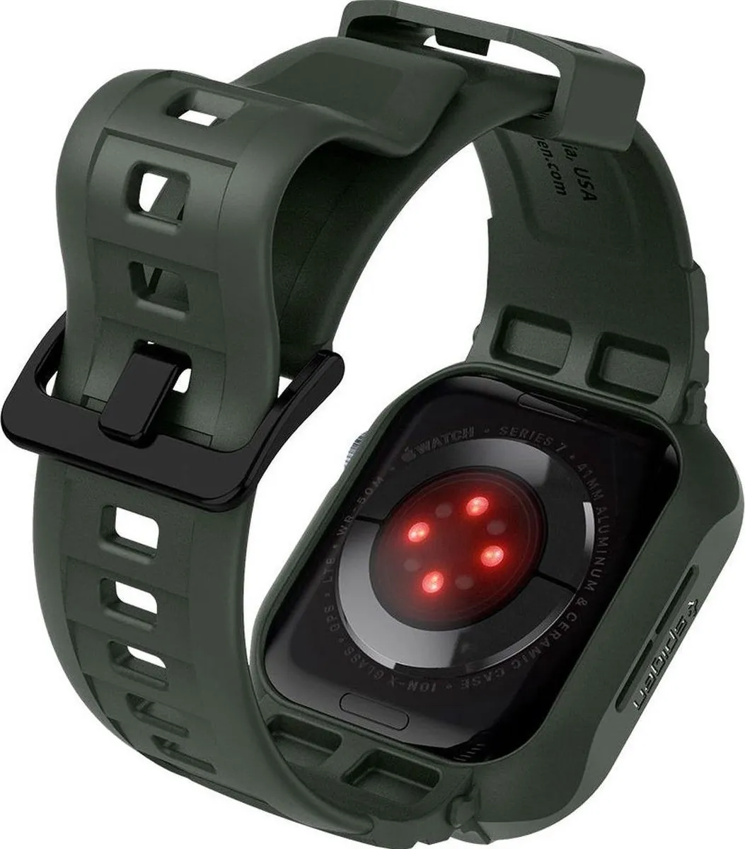 Spigen Rugged Armor Pro ACS00547 TPU Bandje - Apple Watch 40mm - Military Green