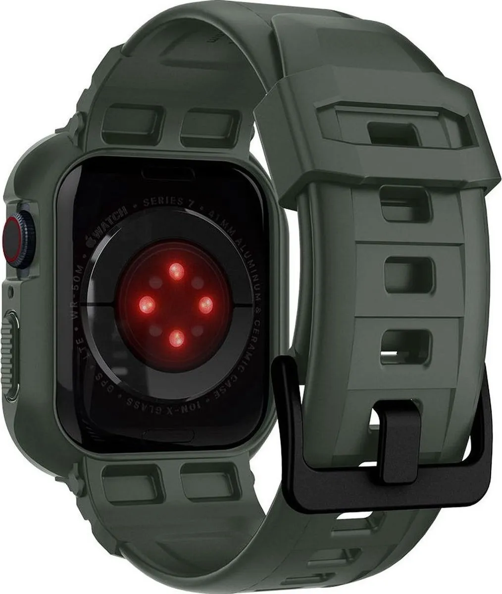 Spigen Rugged Armor Pro ACS00547 TPU Bandje - Apple Watch 40mm - Military Green