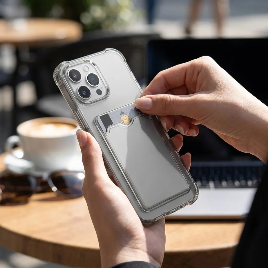 NUVEX iPhone 12 Pro Hoesje Set - Grijs/Zwart - Kaartvak