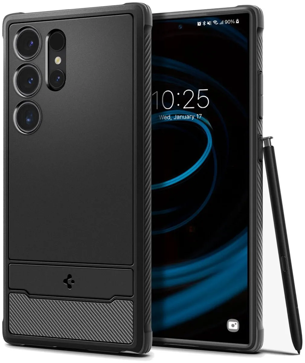 Spigen Rugged Armor ACS07286 Hoesje - Samsung Galaxy S24 Ultra - Zwart