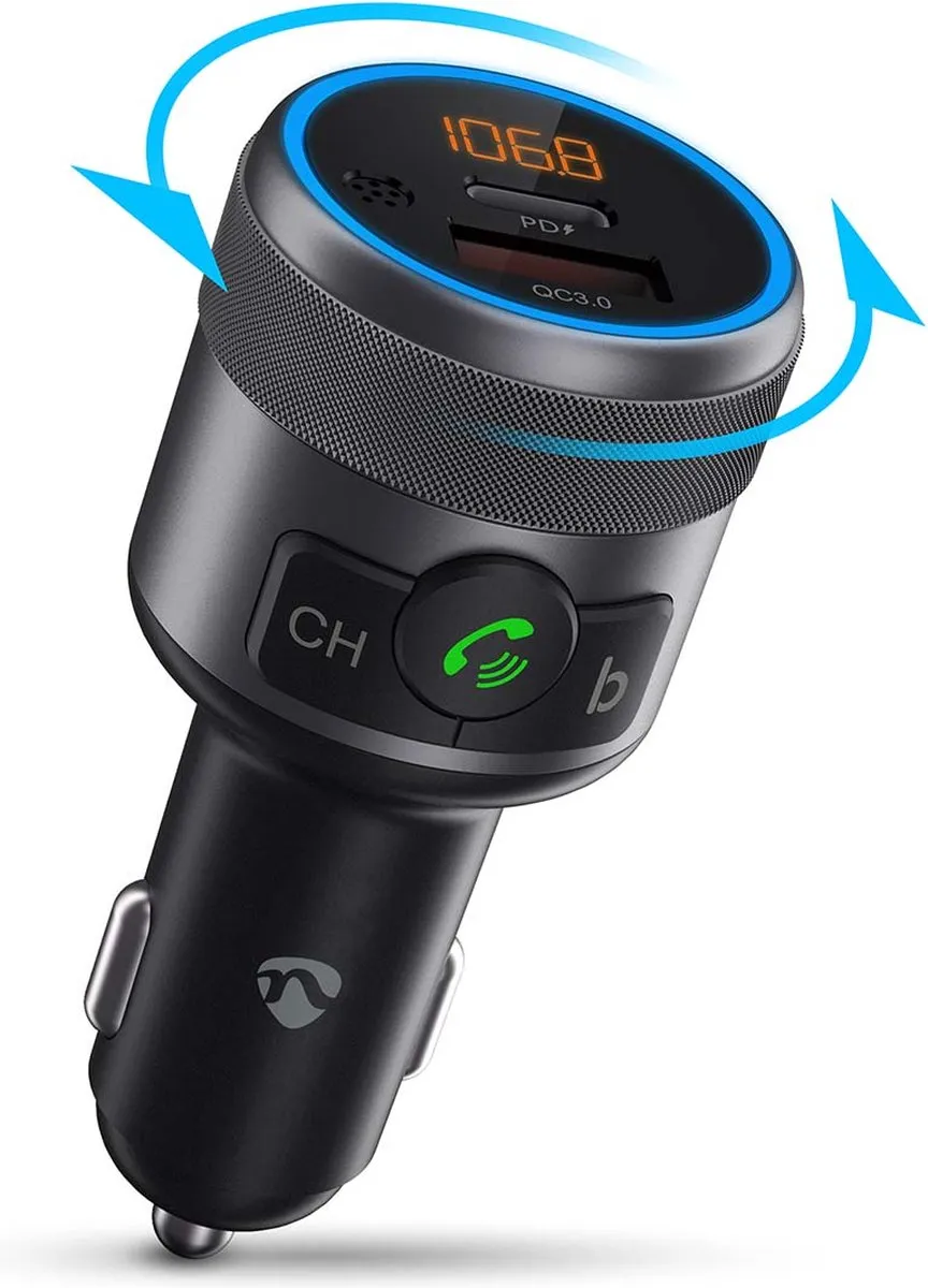 Nedis FM-Audiotransmitter Auto - Handenvrij bellen - Bluetooth - Zwart