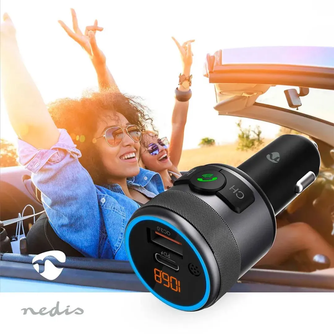 Nedis FM-Audiotransmitter Auto - Handenvrij bellen - Bluetooth - Zwart