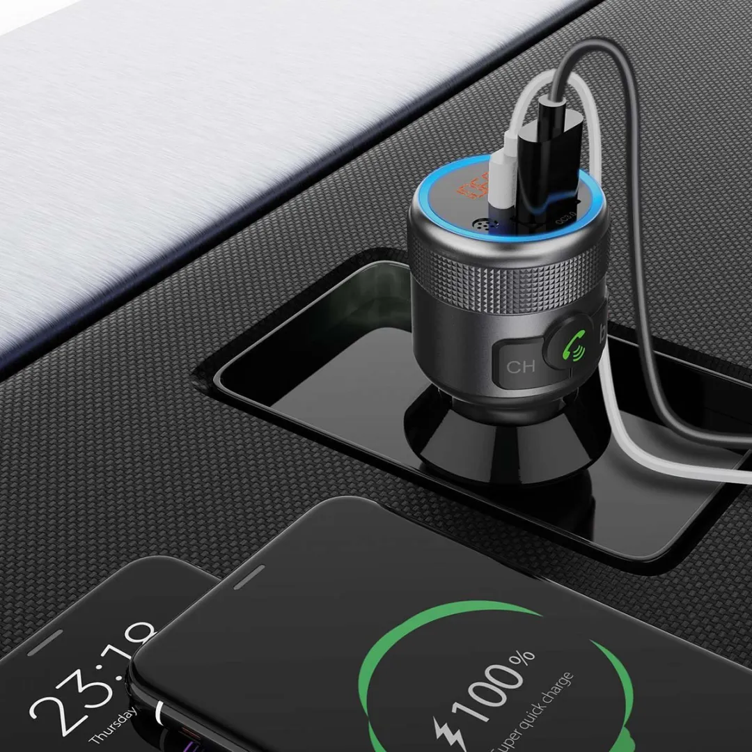 Nedis FM-Audiotransmitter Auto - Handenvrij bellen - Bluetooth - Zwart