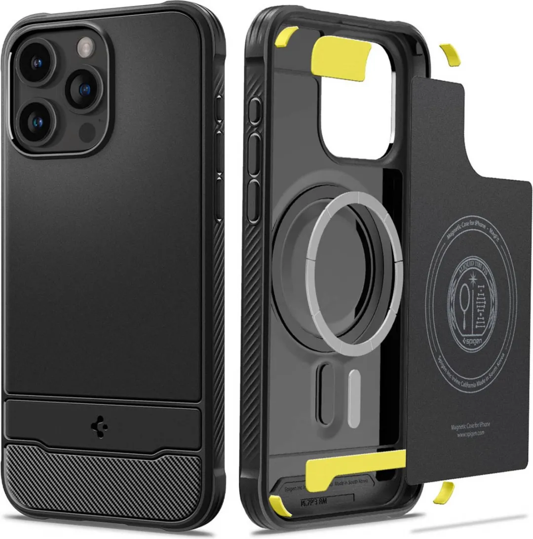 Spigen Rugged Armor Magfit Hoesje ACS06561 - iPhone 15 Pro Max - Zwart