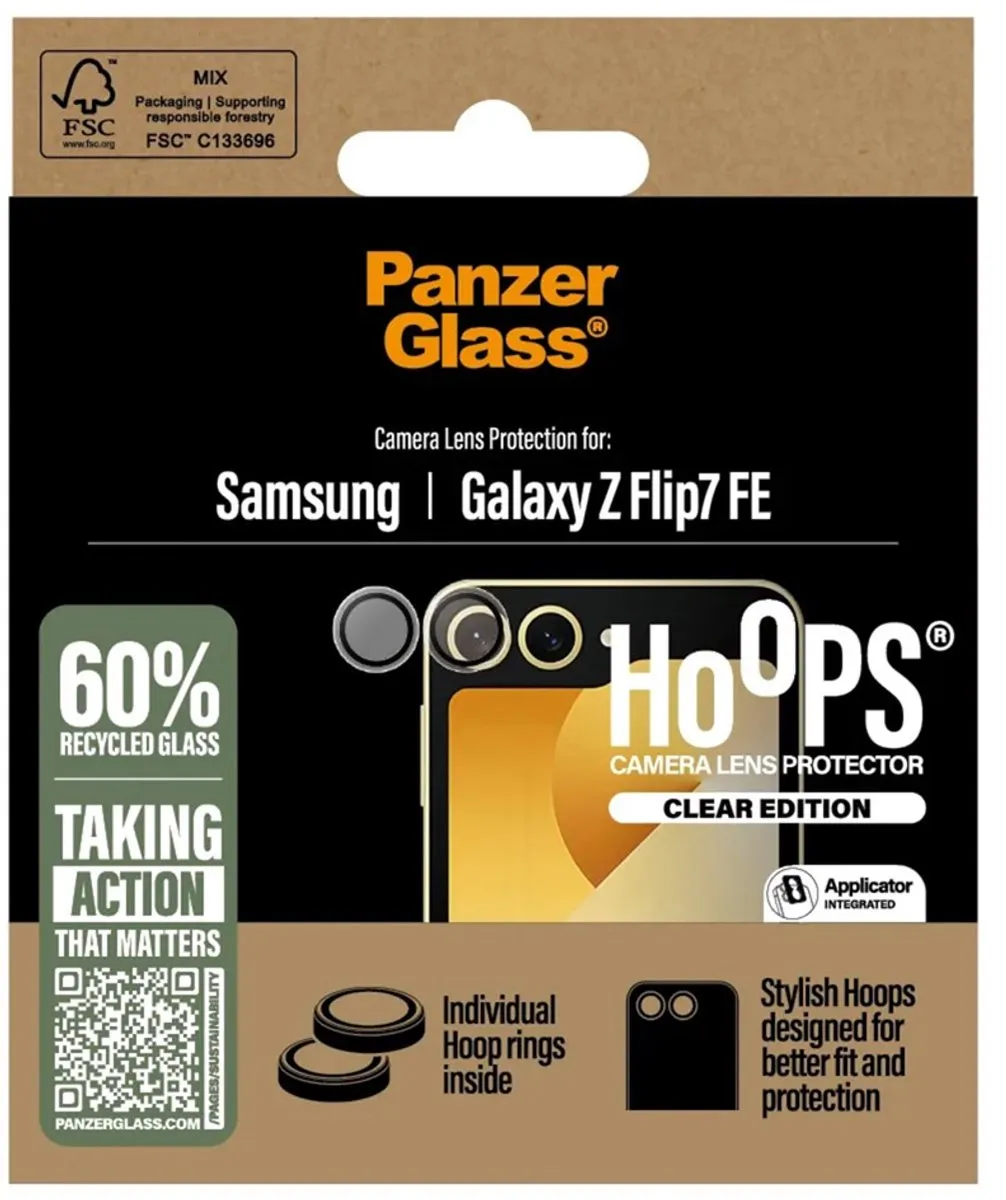 PanzerGlass Camera Protector Hoops Optic Rings geschikt voor Samsung Galaxy Z Flip 7 FE - Transparant