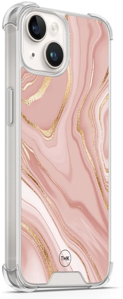 Casevibes iPhone 14 Shockproof Hoesje - Roze Marble - A/i14/S/005