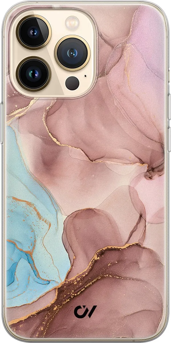 Casevibes iPhone 13 Pro Hoesje Marble Clouds Roze