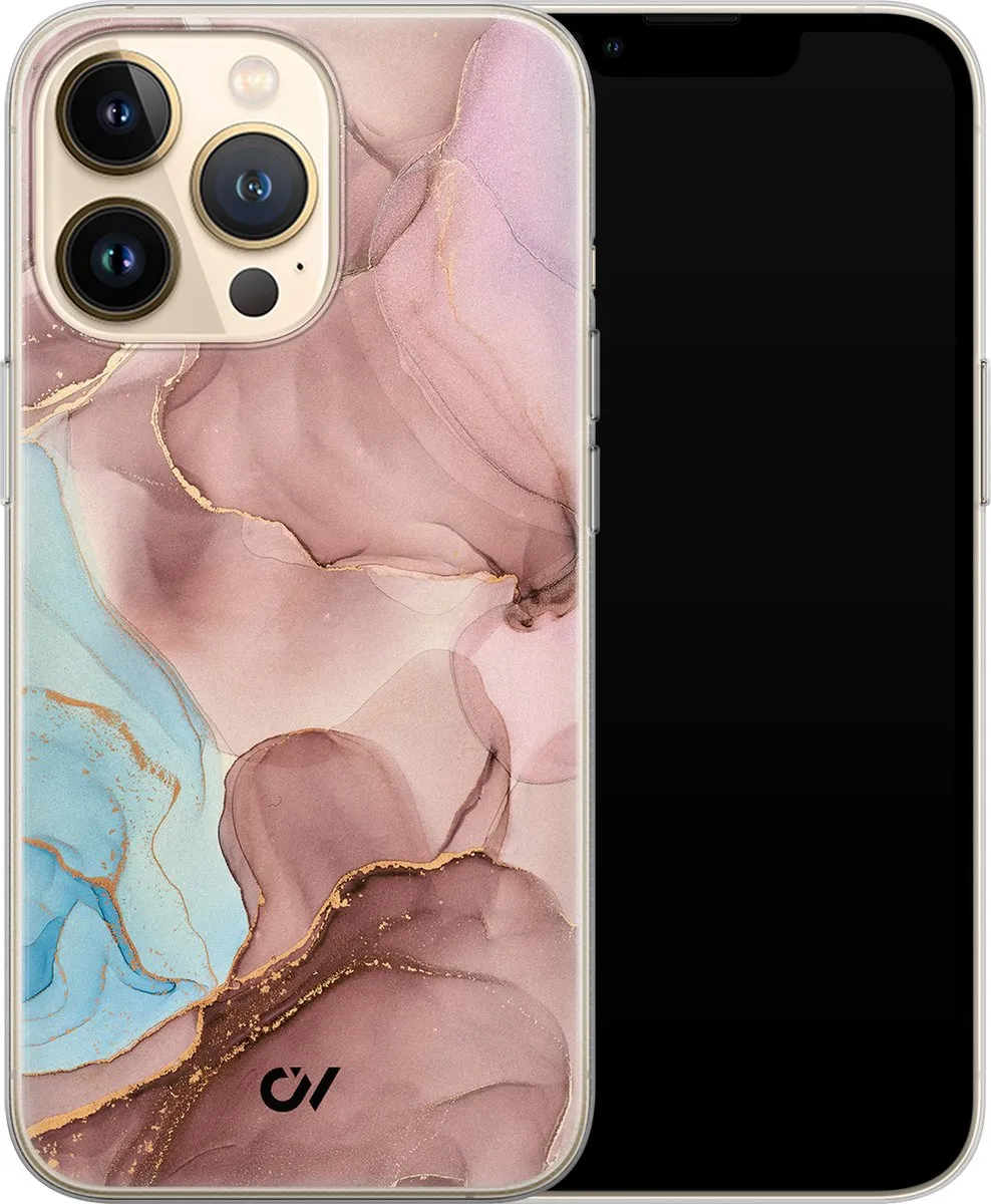 Casevibes iPhone 13 Pro Hoesje Marble Clouds Roze - A/13P/UV/055