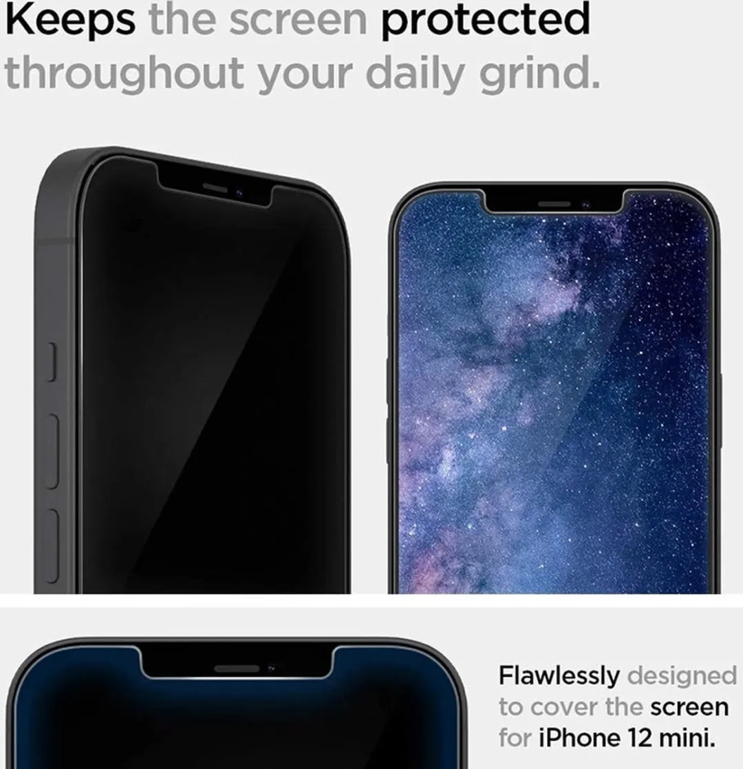 Spigen AGL01533 Glasbeschermer iPhone 12 Mini - Transparant - afbeelding 6 van 6