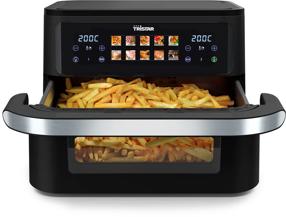 Tristar Dualzone Flex FR-9078 Airfryer 2800W - 8 Programma's - Zwart & RVS