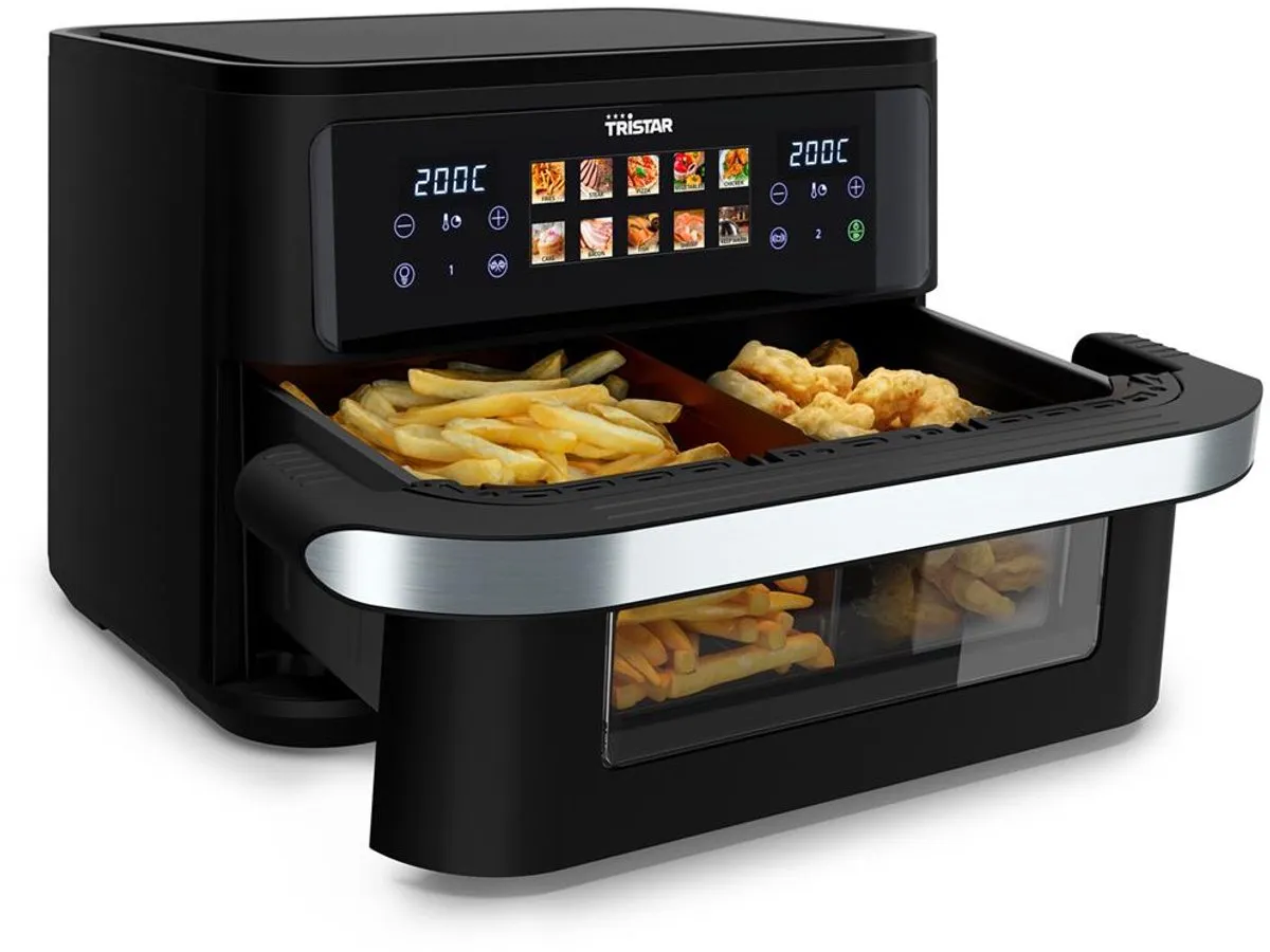 Tristar Dualzone Flex FR-9078 Airfryer 2800W - 8 Programma's - Zwart & RVS