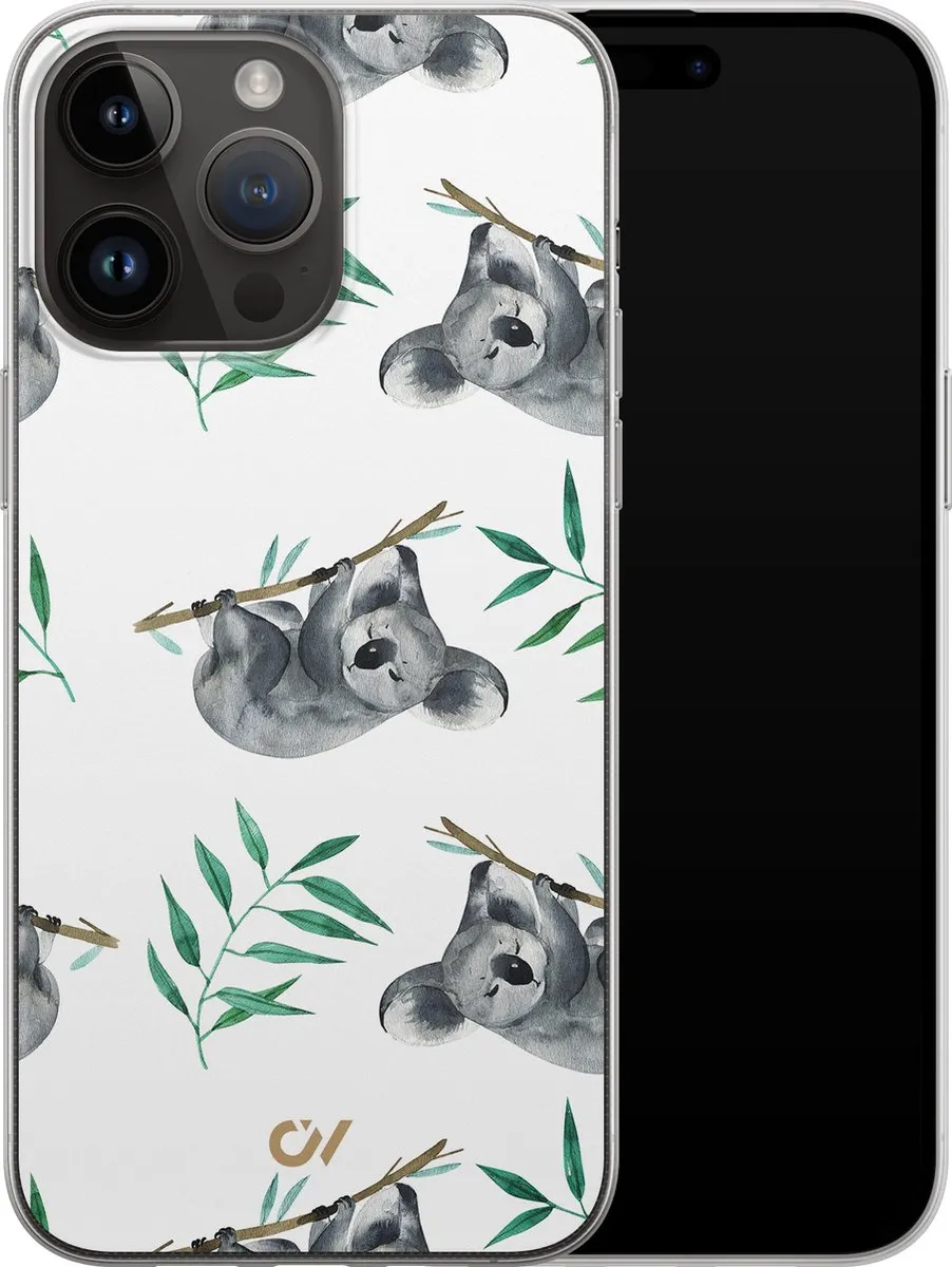 Casevibes Hoesje iPhone 14 Pro Max Koala Print - Wit - A/14PM/UV/058