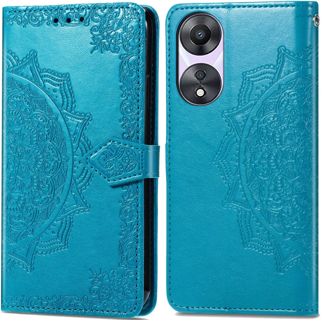 imoshion Hoesje Oppo A58 Mandala Bookcase - 3 Stuks - Turquoise