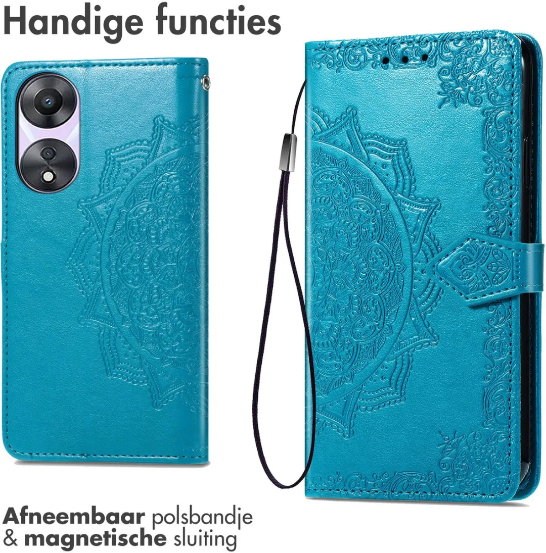imoshion Hoesje Oppo A58 Mandala Bookcase - 3 Stuks - Turquoise