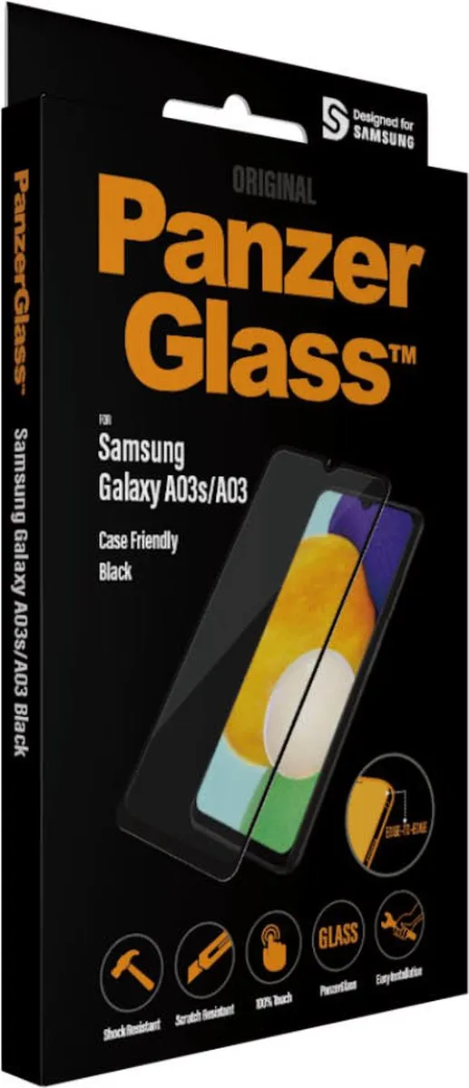 PanzerGlass Screenprotector Samsung Galaxy A03s - Zwart - afbeelding 5 van 6