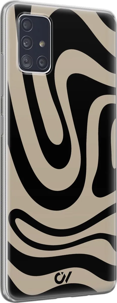 Casevibes Samsung Galaxy A51 Hoesje - Abstract Black Waves - Zwart