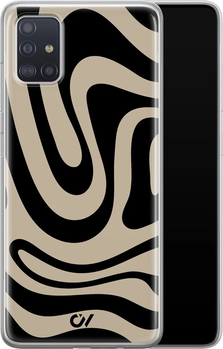 Casevibes Samsung Galaxy A51 Hoesje - Abstract Black Waves - Zwart